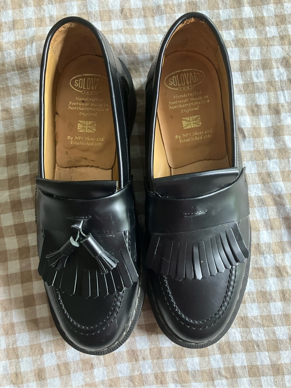 Solovair Black Hi-Shine Tassel Loafer